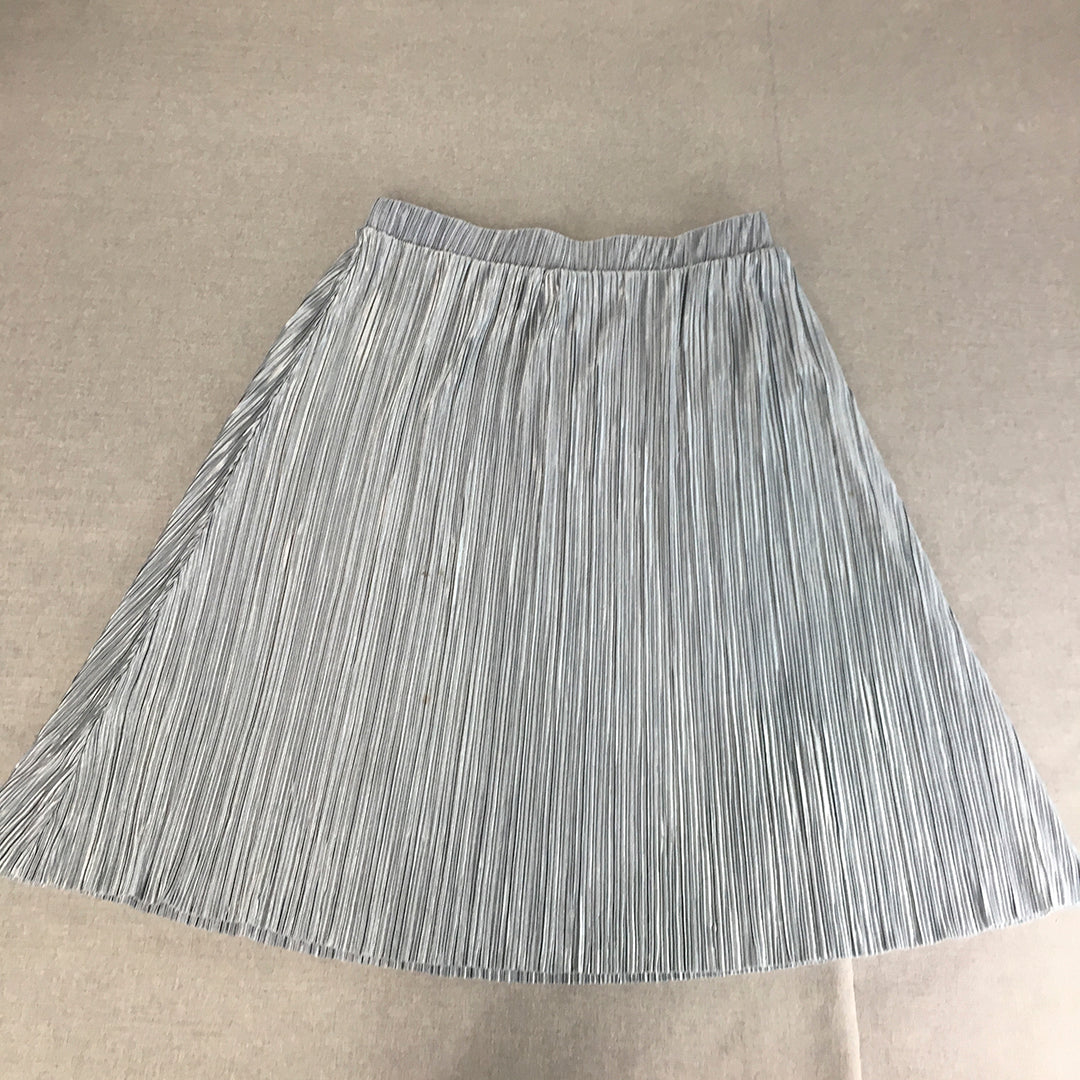 Tokito Womens Pleated A-Line Skirt Size 12 Blue Elastic Waist