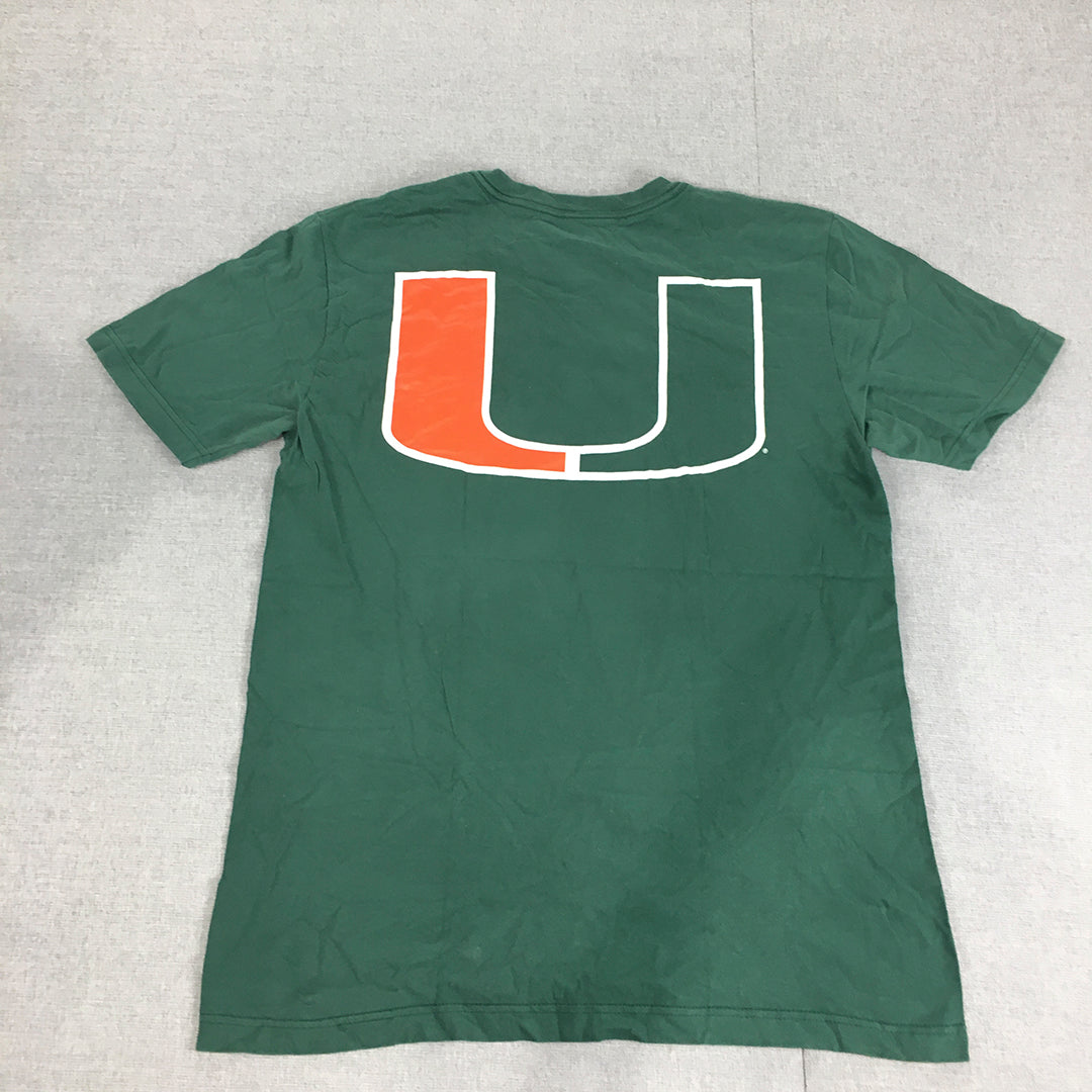 Nike University of Miami Hurricanes football Mens T-Shirt Size M Green Logo Tee