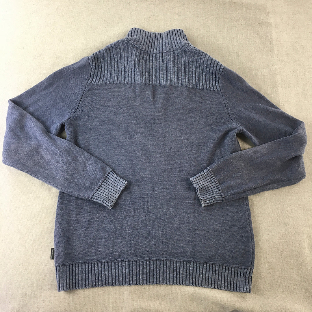 Calvin Klein Mens Knit Sweater Size M Blue 1/4 Zip Mock Neck Pullover Jumper