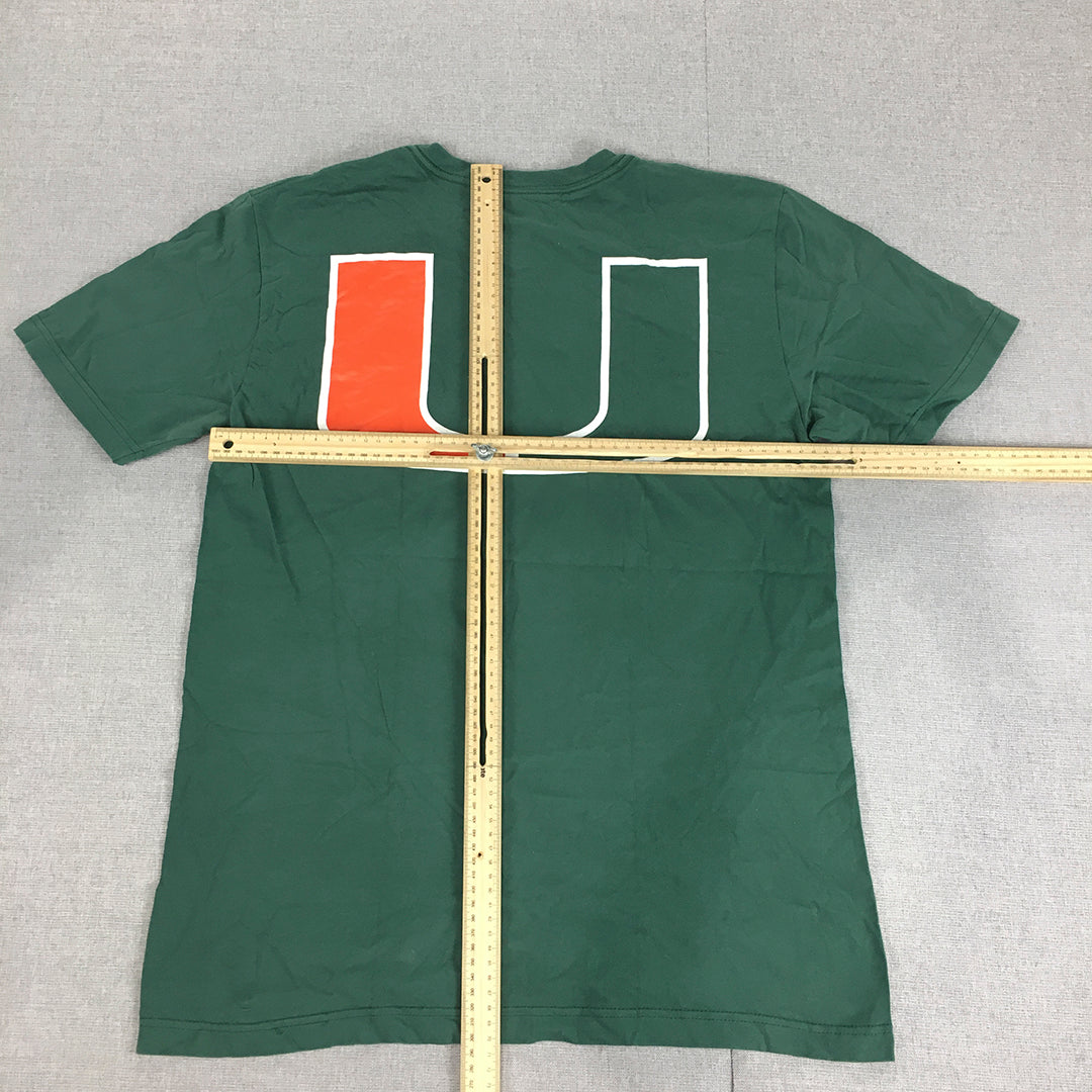 Nike University of Miami Hurricanes football Mens T-Shirt Size M Green Logo Tee