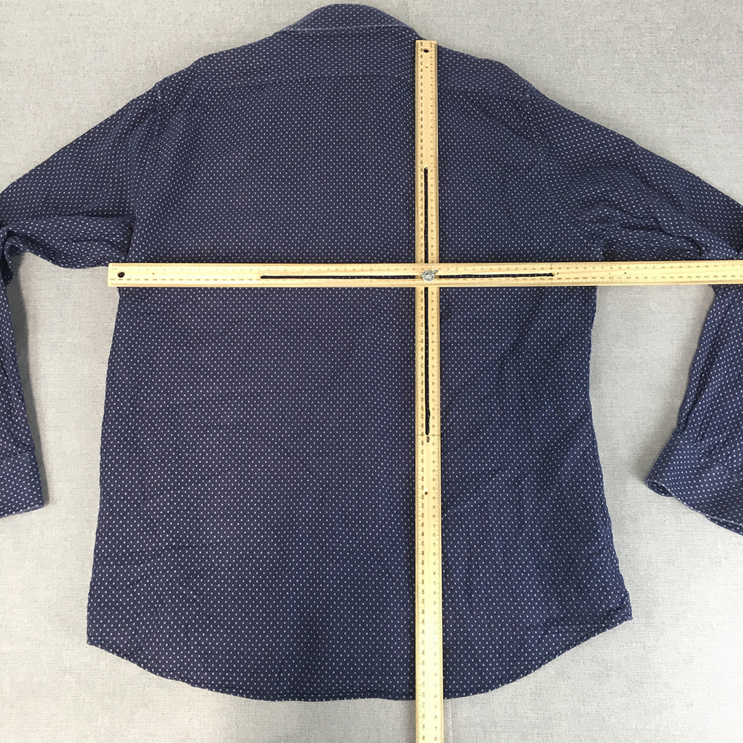 Sportscraft Mens Shirt Size XL Tapered Fit Long Sleeve Button-Up Collared Blue