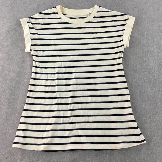 Uniqlo Kids Girls Shirt Dress Size 5 - 6 Years Navy Blue White Striped