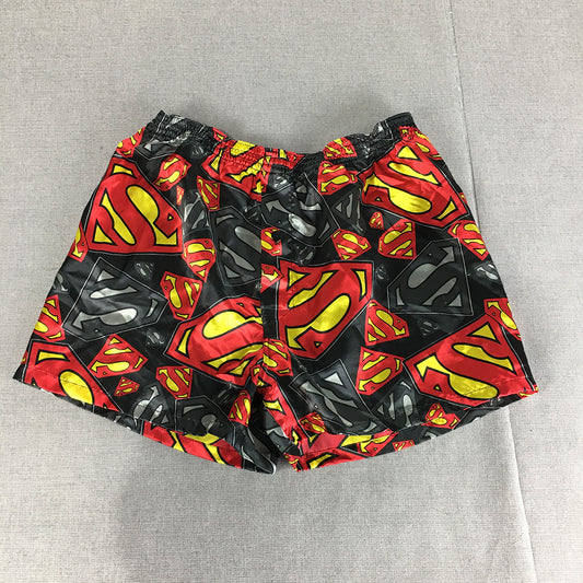 Superman Mens Pajama Shorts Size S Black Red DC Comics Superhero Logo Sleep