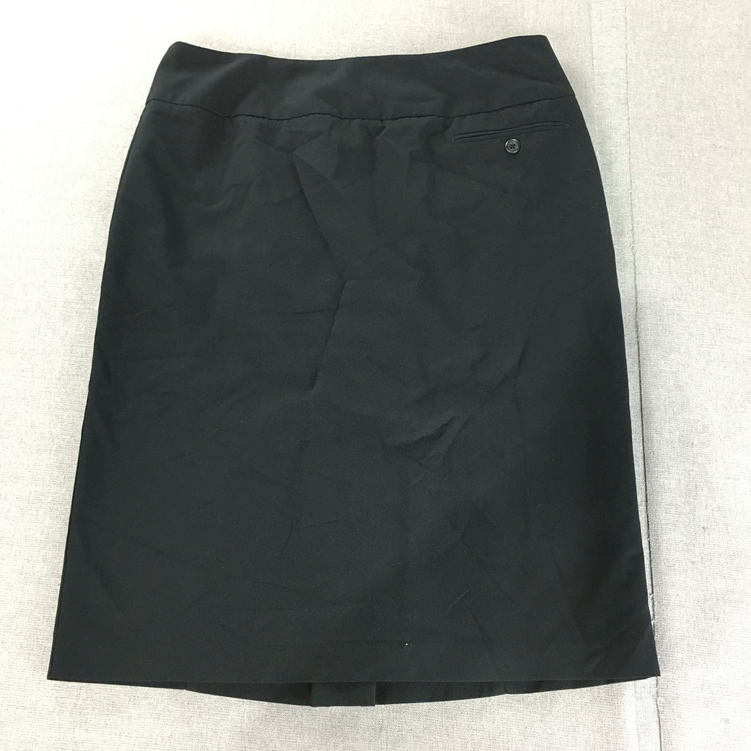 Veronika Maine Womens Midi Skirt Size 12 Black Straight