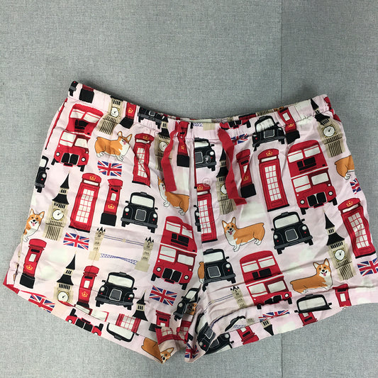 Peter Alexander Mens Sleep Shorts Size L White Red London England UK Pattern