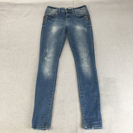 Vero Moda Womens Skinny Jeans Size 30 Blue Light Wash Ripped Stretch Denim