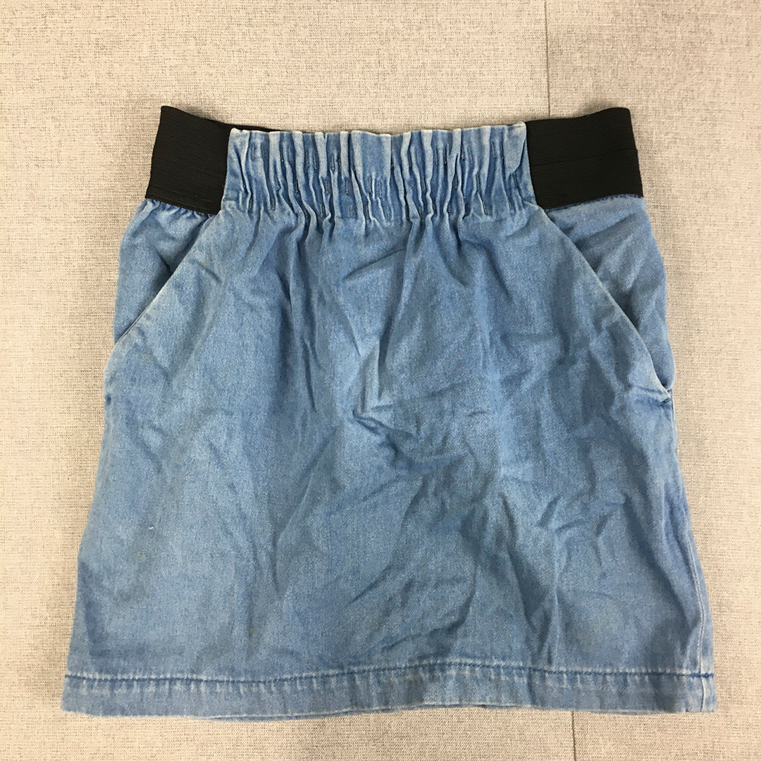 Witchery Womens Denim Mini Skirt Size 6 Blue Elastic Waist Pockets