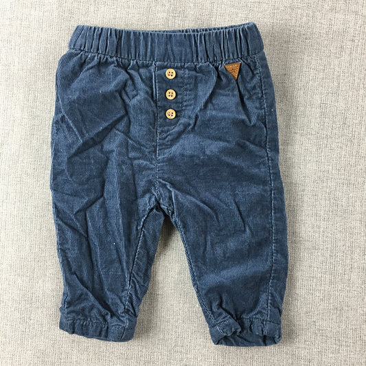 H&M Newborn Baby Corduroy Pants Size 0 - 1 Month Blue Elastic Waist