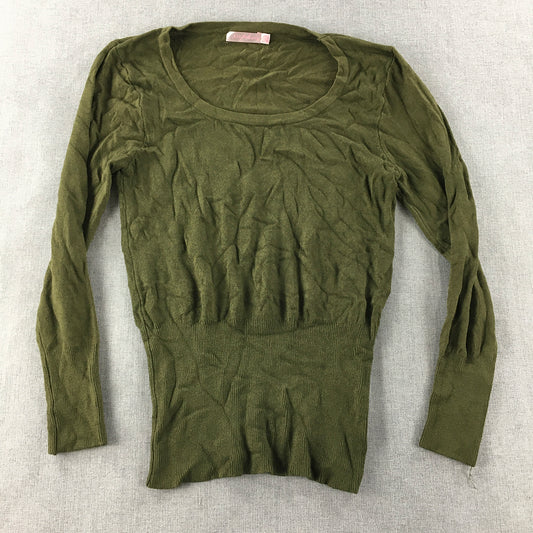 Sophia Womens Knit Sweater Size S/M Khaki Green Pullover Jumper