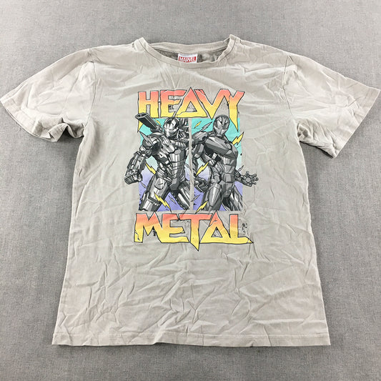 Marvel Iron Man Kids Boys T-Shirt Size 16 Grey Heavy Metal Short Sleeve Top