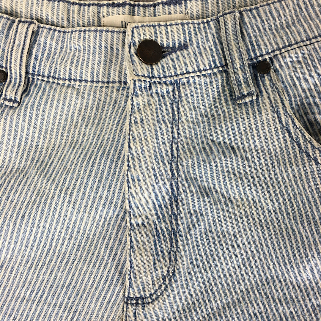 Wrangler Womens Denim Shorts Size 12 Blue Striped Bermuda Pockets