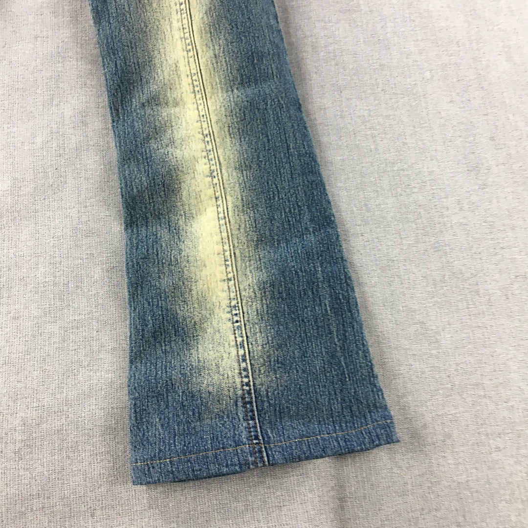 Vintage Pazzo Womens Bootcut Jeans Size 26 Blue Mudwash Flared Y2K