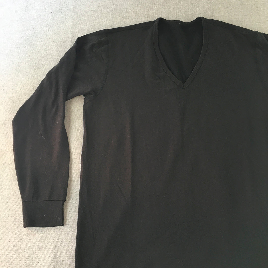 Uniqlo Heattech Mens Shirt Size XL Black Long Sleeve V-Neck Thermal