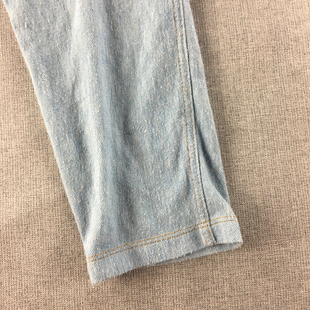 Uniqlo Kids Denim Pants Size 7 - 8 Years Light Blue Elastic Waist