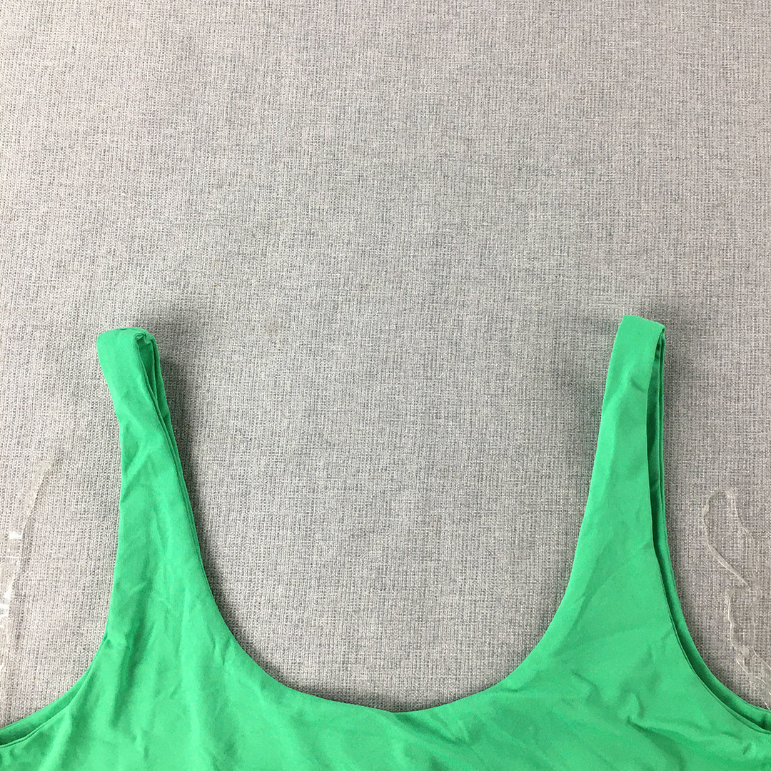 Meshki Womens Cropped Top Size XL Green Logo Sleeveless