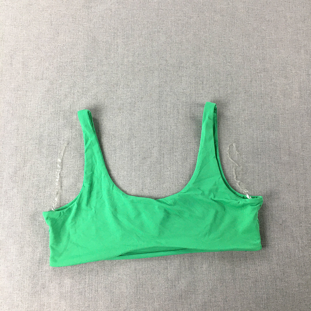 Meshki Womens Cropped Top Size XL Green Logo Sleeveless