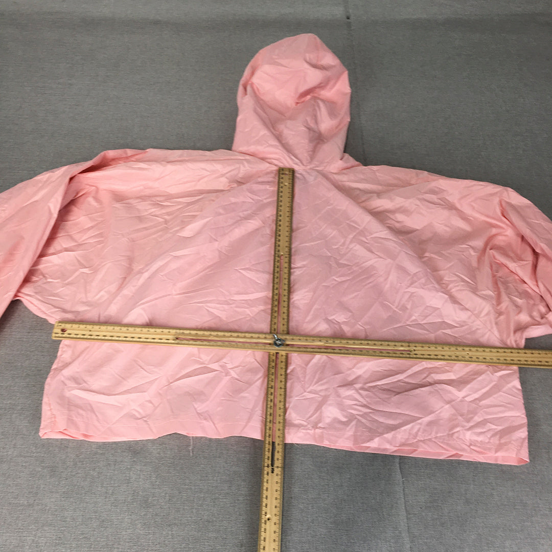 Boohoo Womens Hoodie Jacket Size 14 Pink Cropped Pearl-Snap Windbreaker Coat