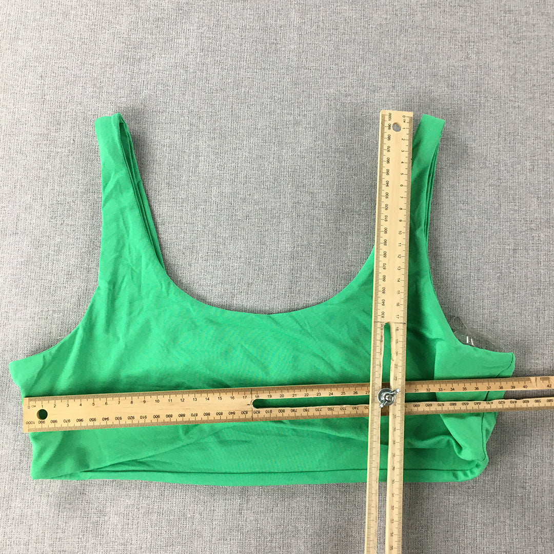 Meshki Womens Cropped Top Size XL Green Logo Sleeveless