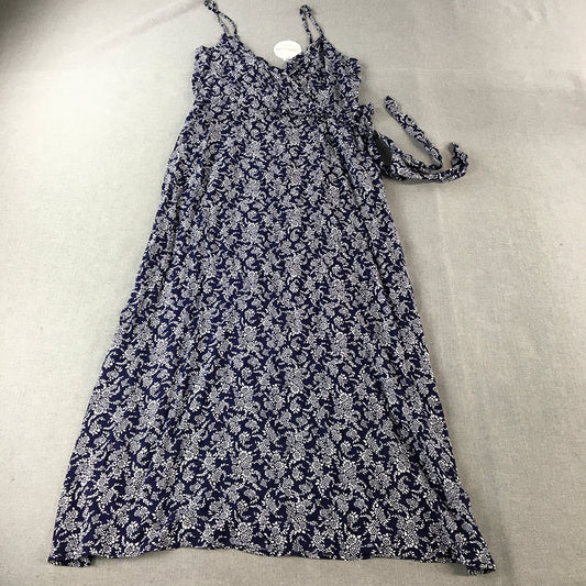 NEW Miracle Womens A-Line Dress Size 14 Blue Knee Length Floral Sleeveless