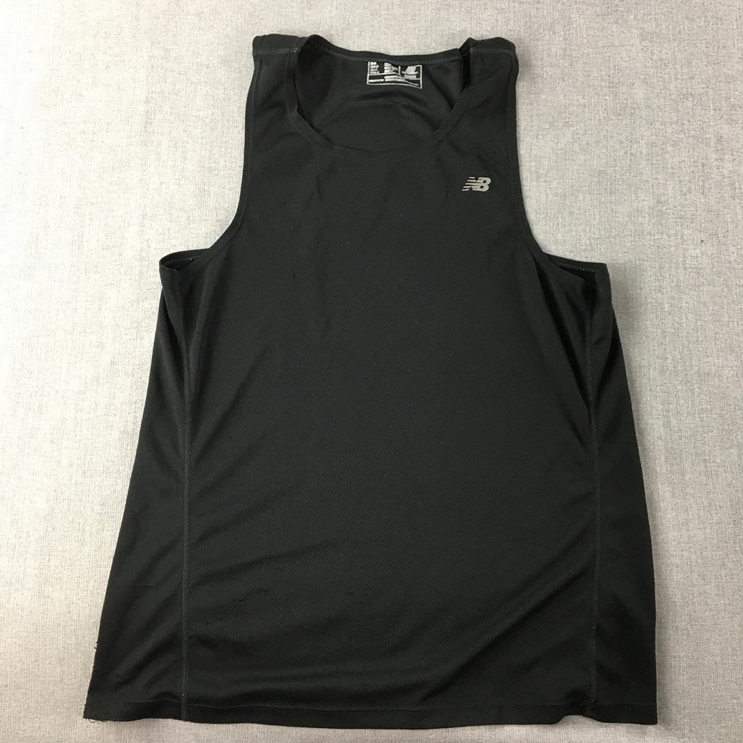 New Balance Womens Tank Top Size M Black Logo Sleeveless Singlet Shirt