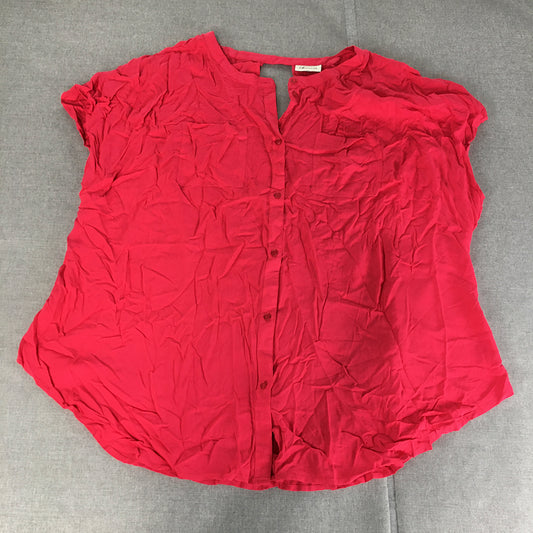 Autograph Womens Shirt Size 22 Hot Pink Sleeveless Button-Up Top