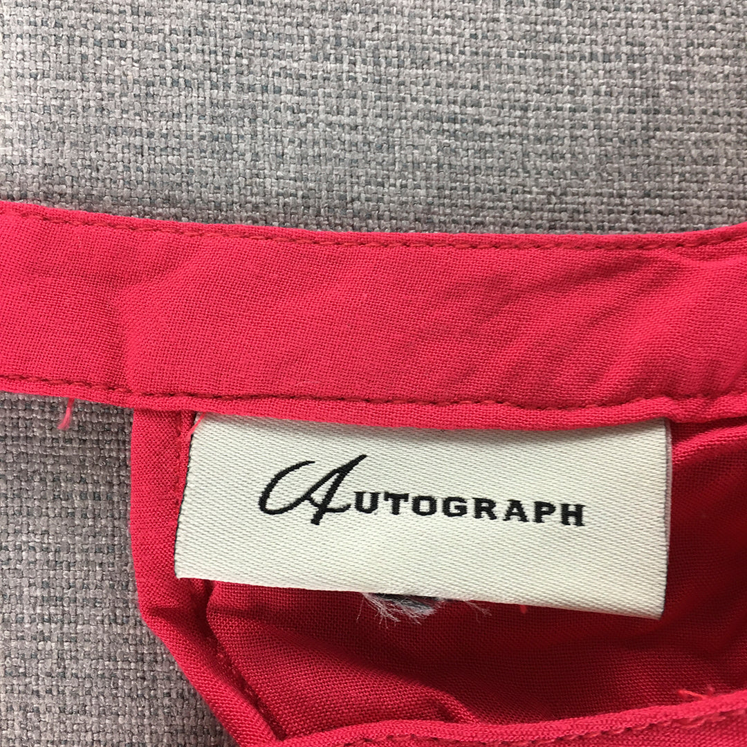 Autograph Womens Shirt Size 22 Hot Pink Sleeveless Button-Up Top