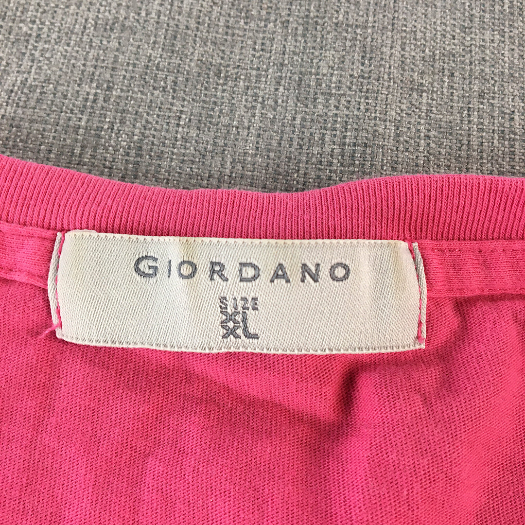 Giordano Womens T-Shirt Size XL Pink Beach Surf Short Sleeve Top