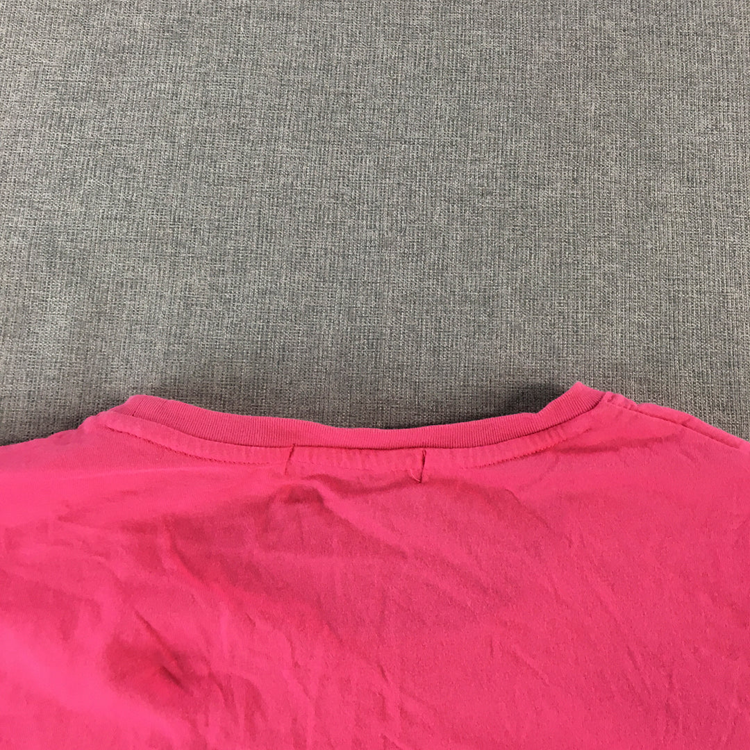 Giordano Womens T-Shirt Size XL Pink Beach Surf Short Sleeve Top