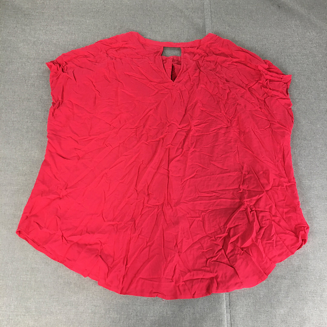 Autograph Womens Shirt Size 22 Hot Pink Sleeveless Button-Up Top