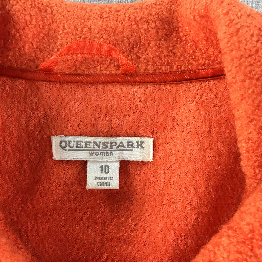 Queenspark Womens Wool Jacket Size 10 Orange Button Up Pockets Parka Coat