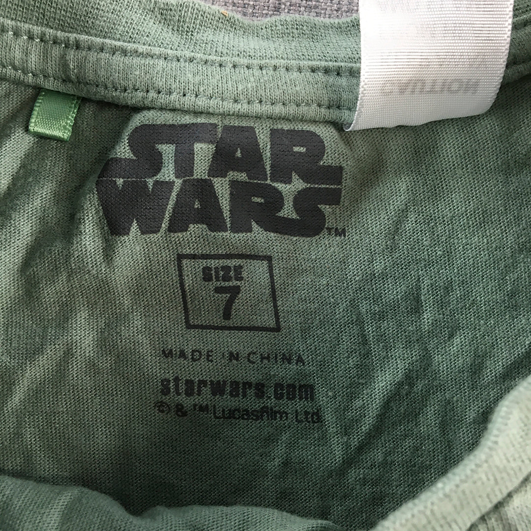 Star Wars The Mandalorian Kids Boys T-Shirt Size 7 Green Short Sleeve Top