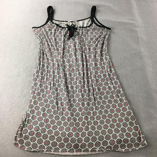 Jane Lamerton Womens Mini Dress Size M Black White Pink Floral Dot A-Line