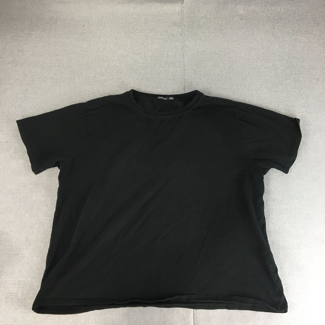 Boohoo Womens T-Shirt Size 22 Black Crew Neck Short Sleeve Top