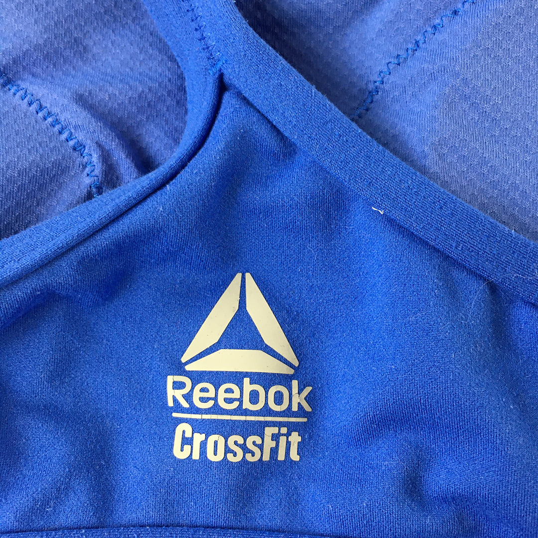 Reebok Crossfit Womens Sports Bra Size S Blue Orange Sleeveless Cropped Top