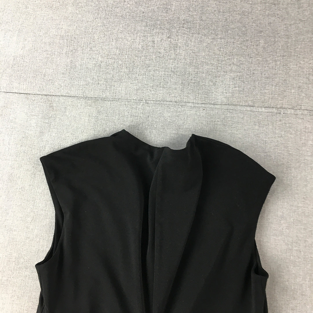 Basque Womens A-Line Dress Size 6 Petite Black Stretch Fabric Sleeveless