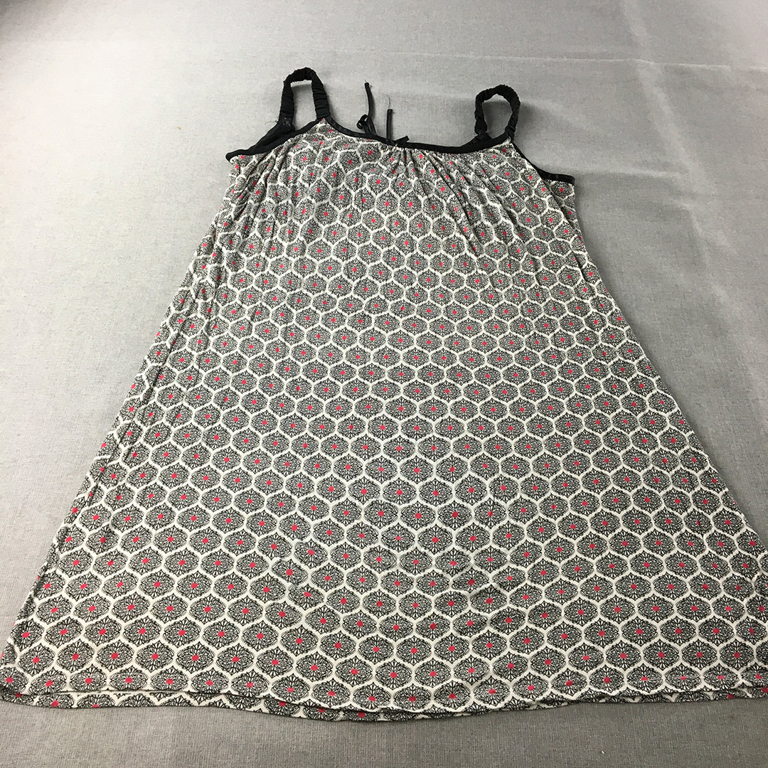 Jane Lamerton Womens Mini Dress Size M Black White Pink Floral Dot A-Line