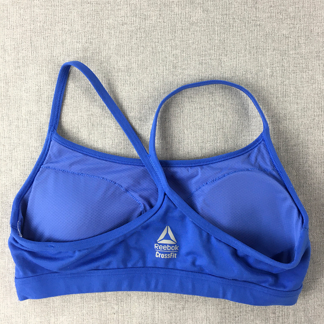 Reebok Crossfit Womens Sports Bra Size S Blue Orange Sleeveless Cropped Top