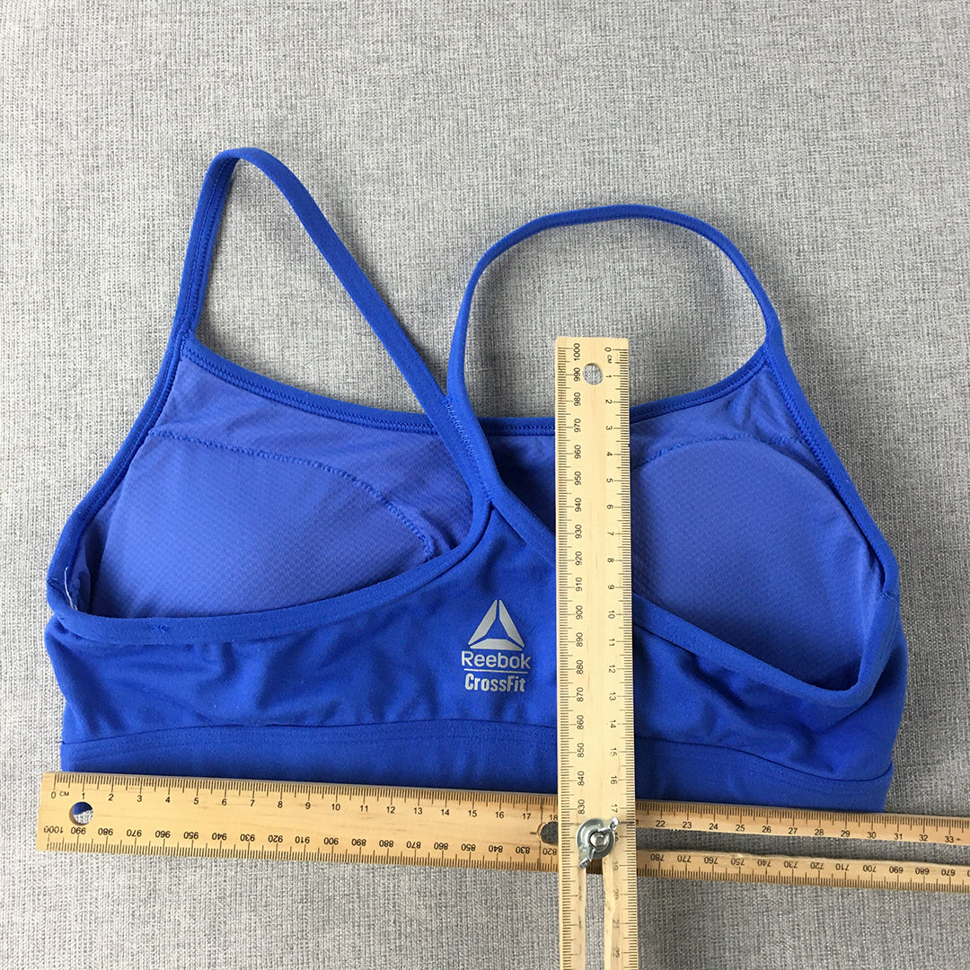 Reebok Crossfit Womens Sports Bra Size S Blue Orange Sleeveless Cropped Top