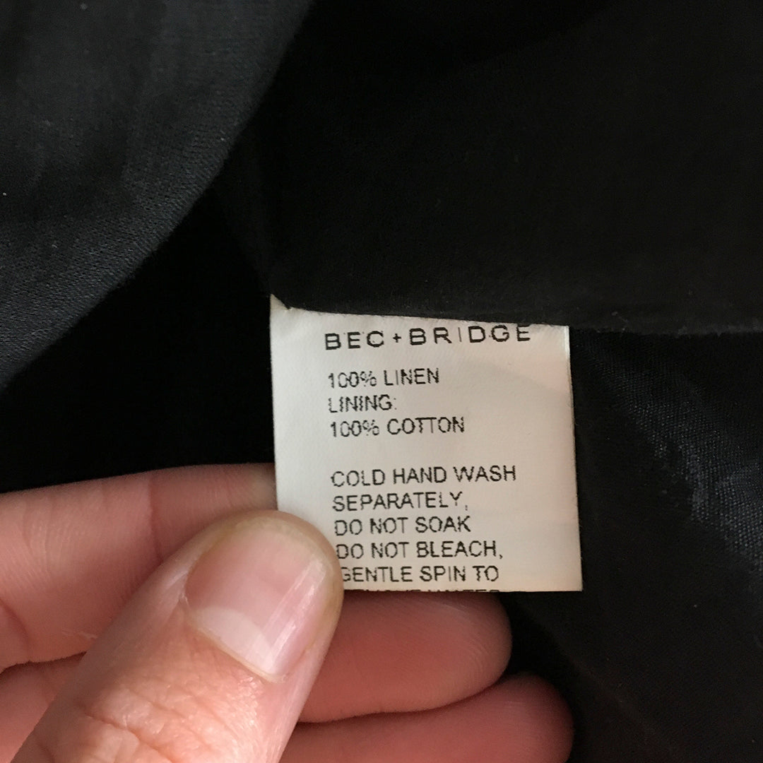 Bec And Bridge Womens 100% Linen Skirt Size 8 Black Wrap Midi