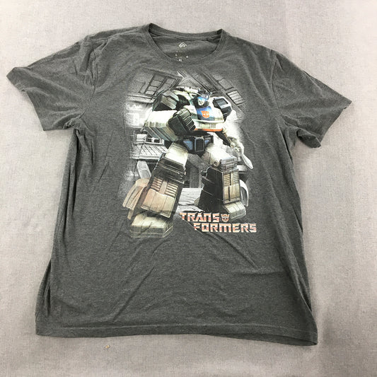 Transformers Mens T-Shirt Size XL Grey Crew Neck Short Sleeve Tee