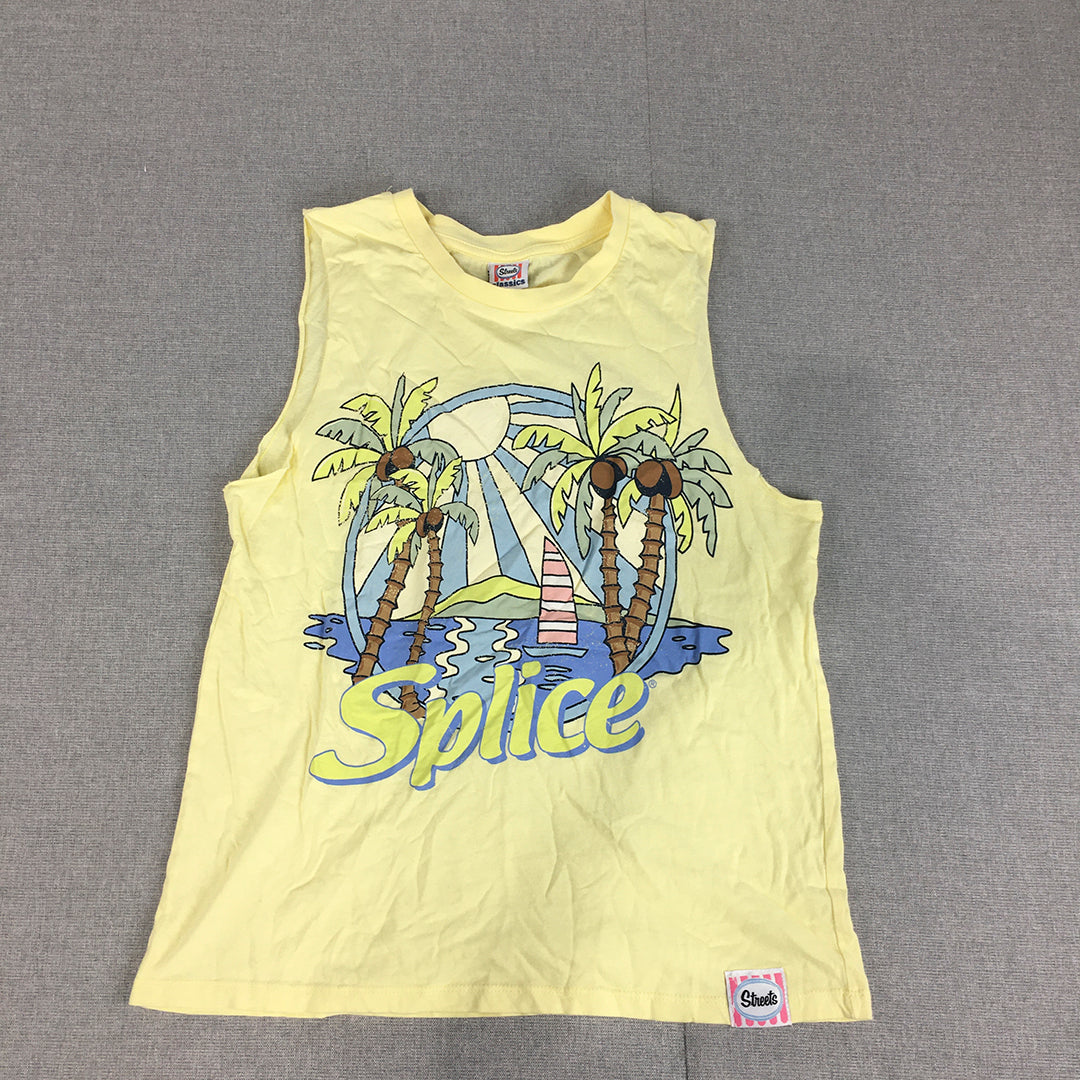 Streets Splice Icecream Womens Tank Top Size S Yellow Sleeveless Singlet Shirt