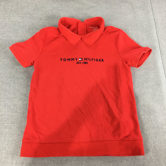 Tommy Hilfiger Womens Polo Shirt Size XS Red Big Embroidered Logo Rugby