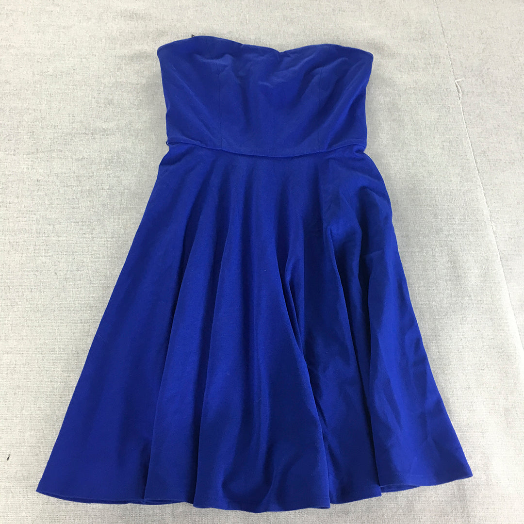 Forever New Womens Strapless Mini Dress Size 6 AUS Blue Pleated