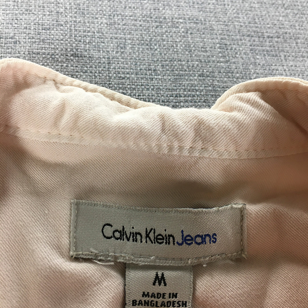 Calvin Klein Jeans Womens Shirt Size M Pink Button-Up Sleeveless Top