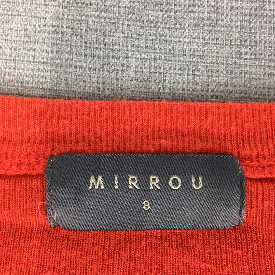 Mirrou Womens Knit Top Size 8 Red Short Sleeve Round Neck Shirt