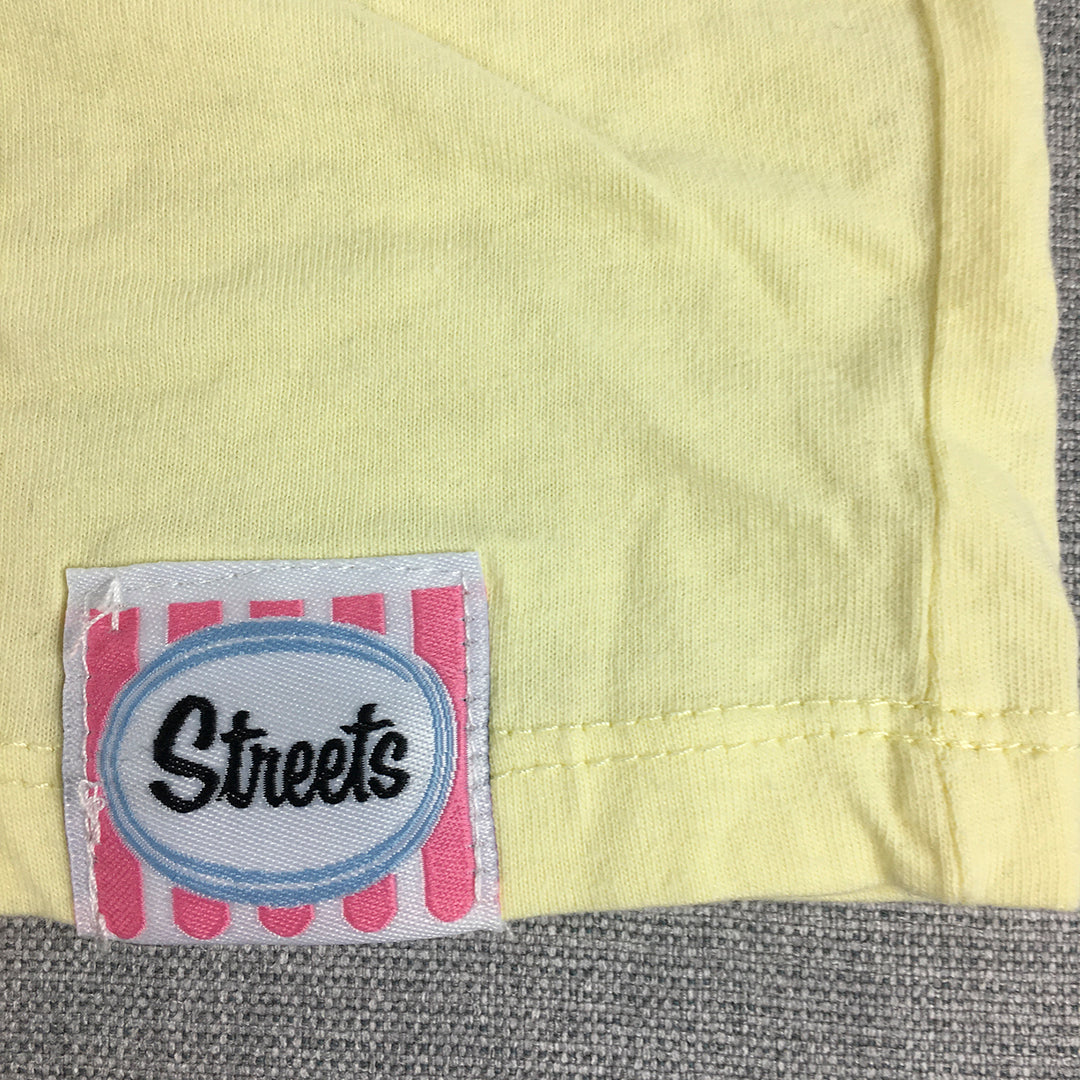 Streets Splice Icecream Womens Tank Top Size S Yellow Sleeveless Singlet Shirt