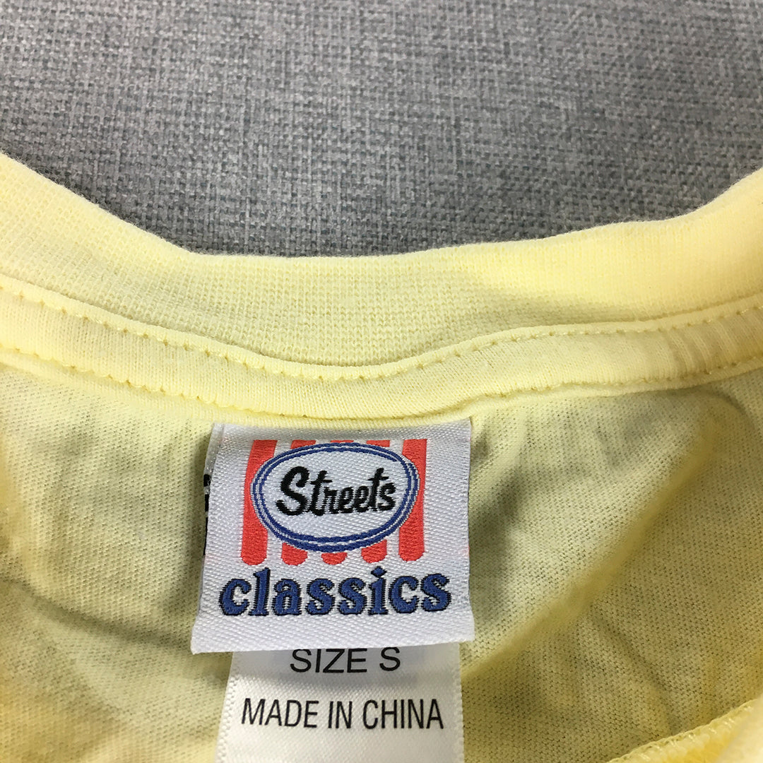 Streets Splice Icecream Womens Tank Top Size S Yellow Sleeveless Singlet Shirt