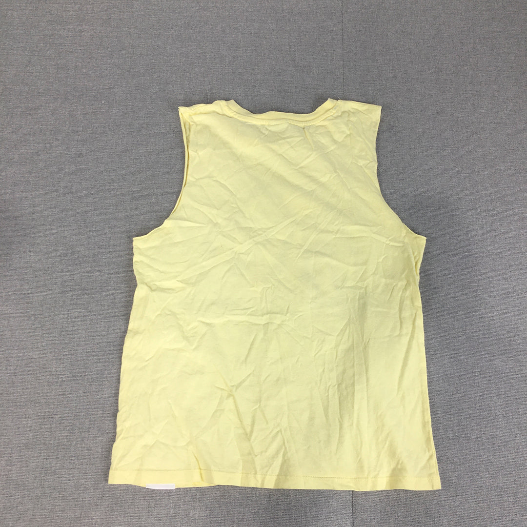 Streets Splice Icecream Womens Tank Top Size S Yellow Sleeveless Singlet Shirt