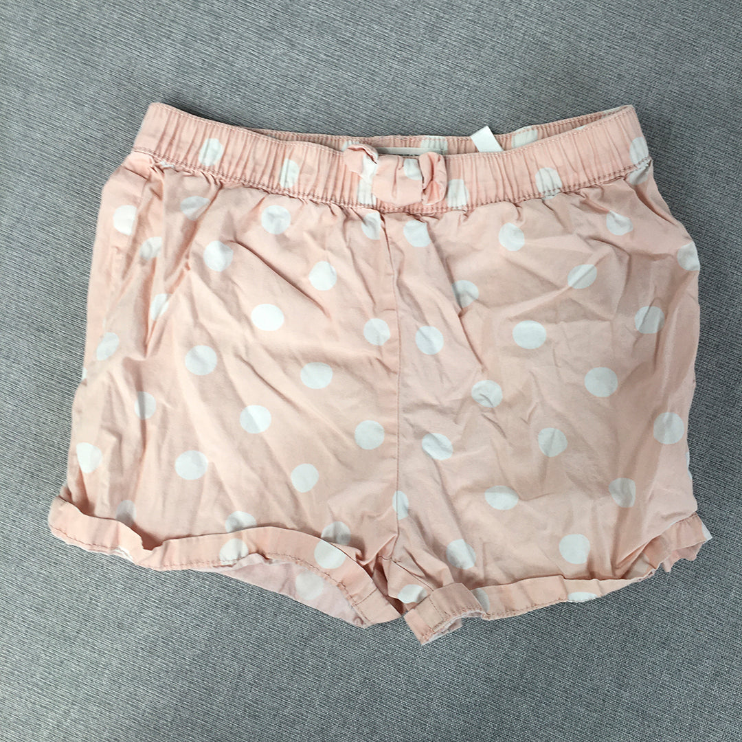 H&M Kids Girls Shorts Size 6 - 7 Years Pink Polka Dot Elastic Waist