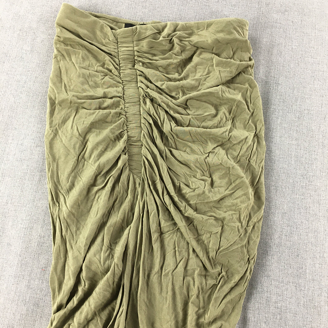 Bardot Womens Maxi Skirt Size 6 Khaki Green Bodycon Stretch